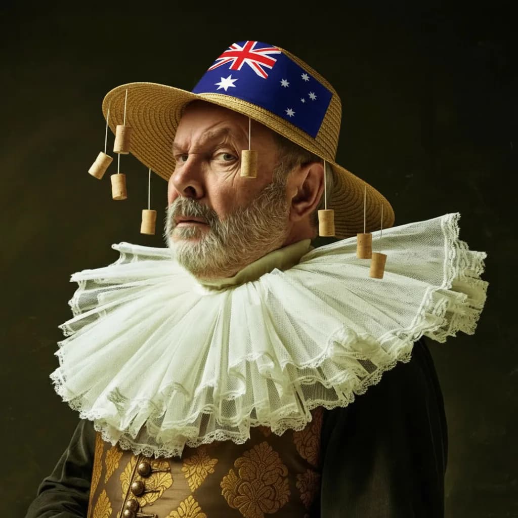 Gordon wearing an Australian cork hat